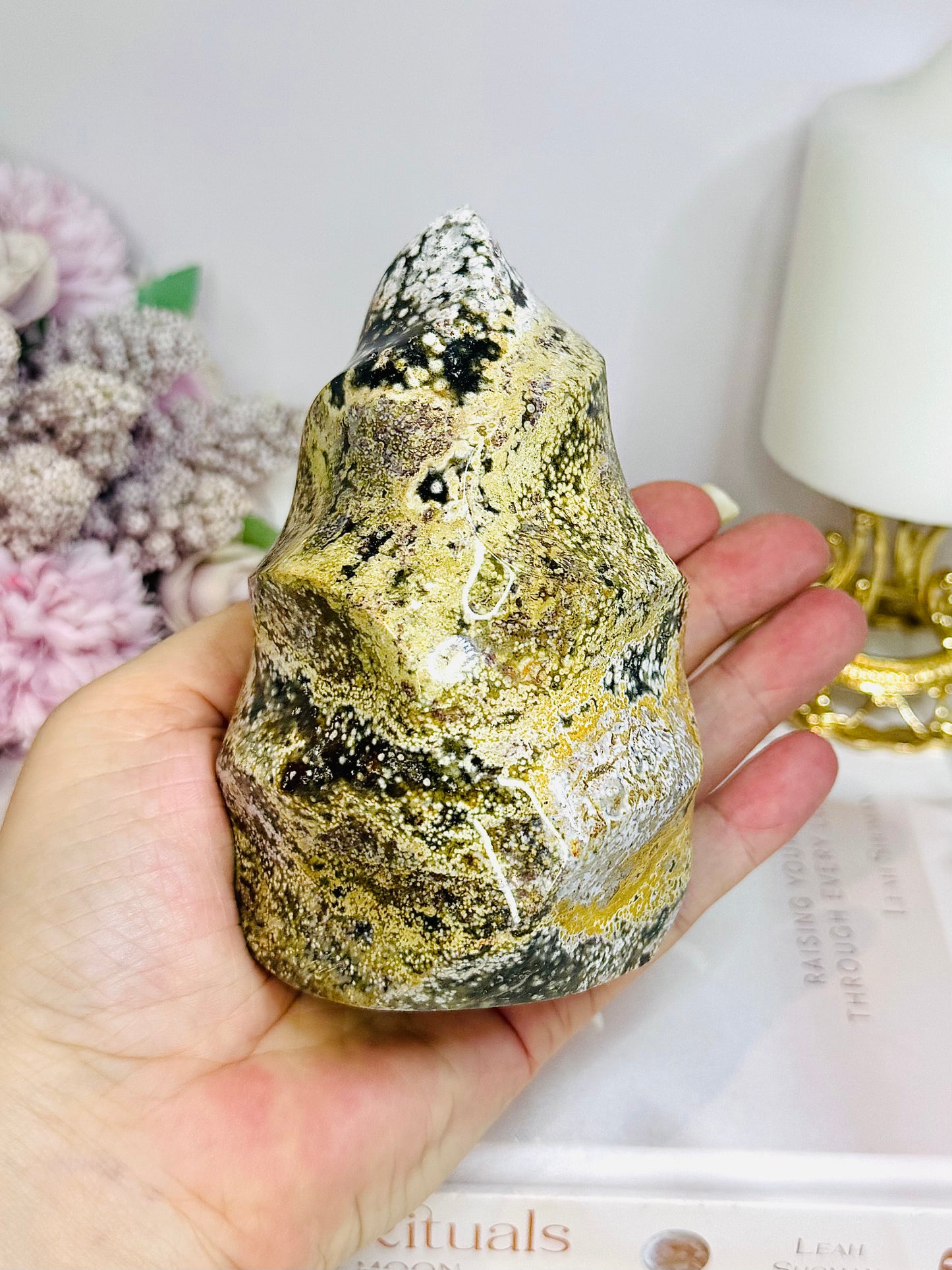 Ocean Jasper Carved Flame 12cm 595g