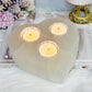 Large Selenite Chunky Triple Candle Heart Holder 1.5KG 15cm
