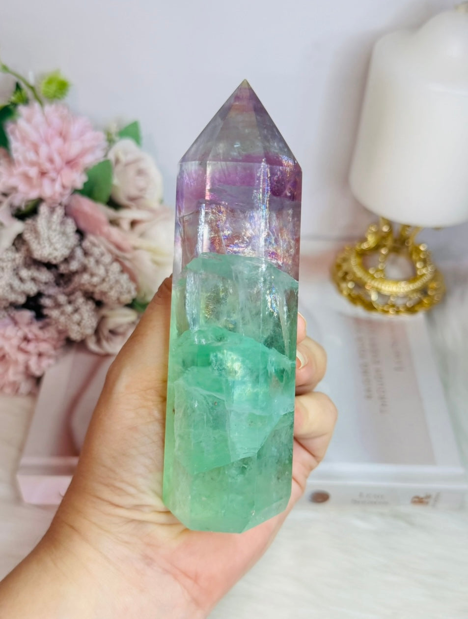 High Grade Rainbow Fluorite Tower Full of Rainbows 13.5cm