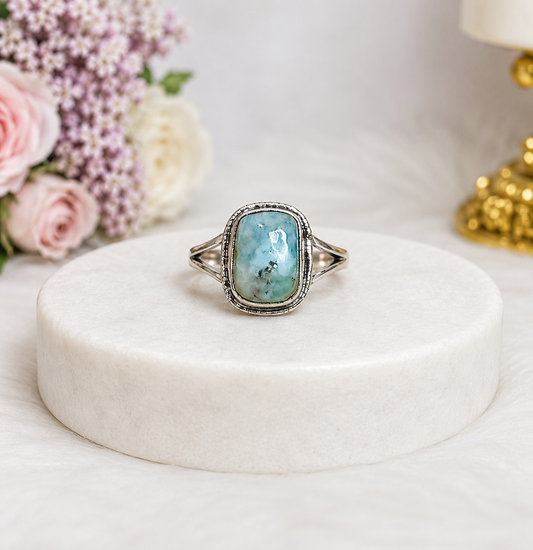 Sterling Silver 925 Larimar Ring Size 7