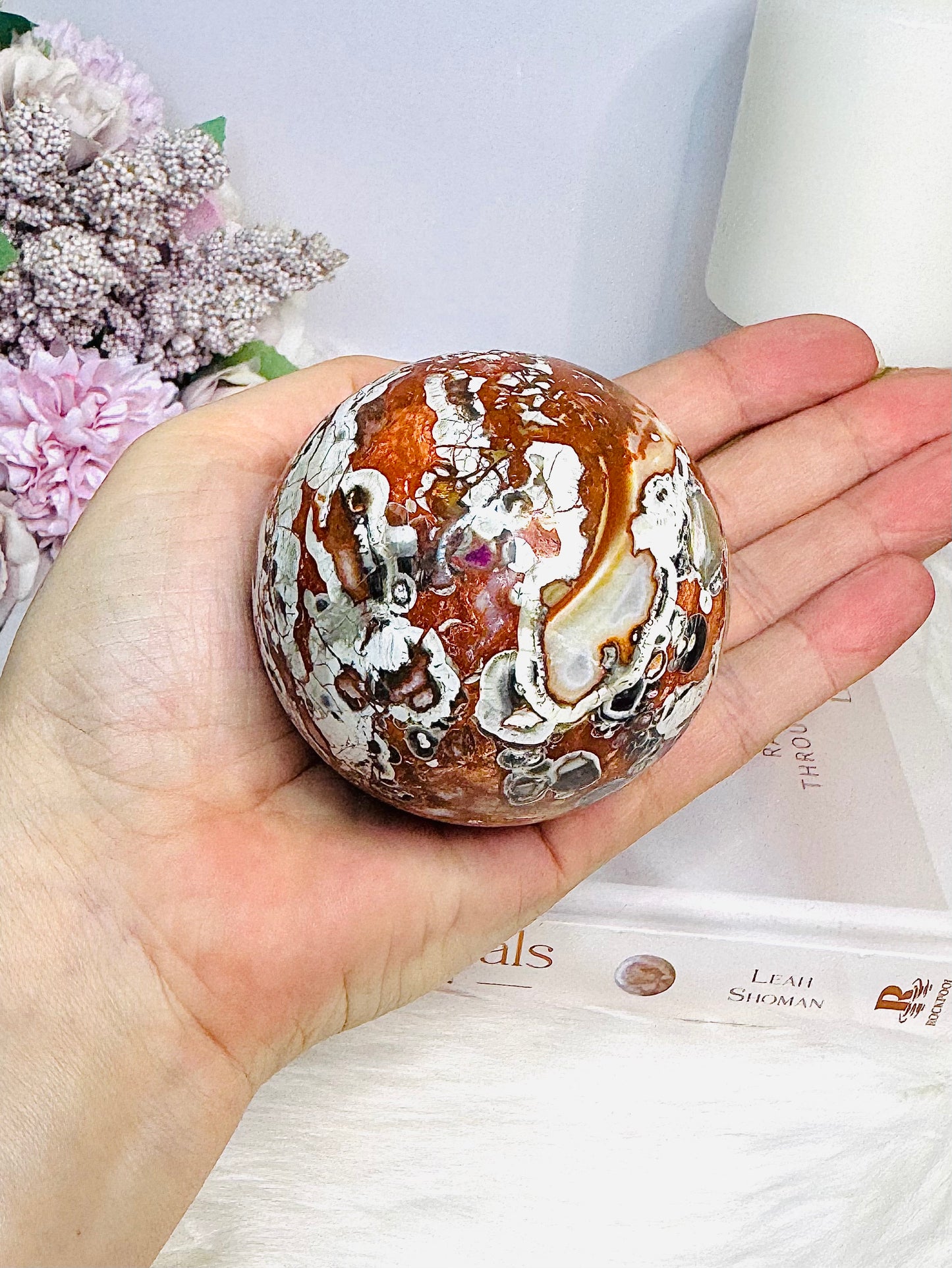 Large Money Agate Sphere on Stand 320g