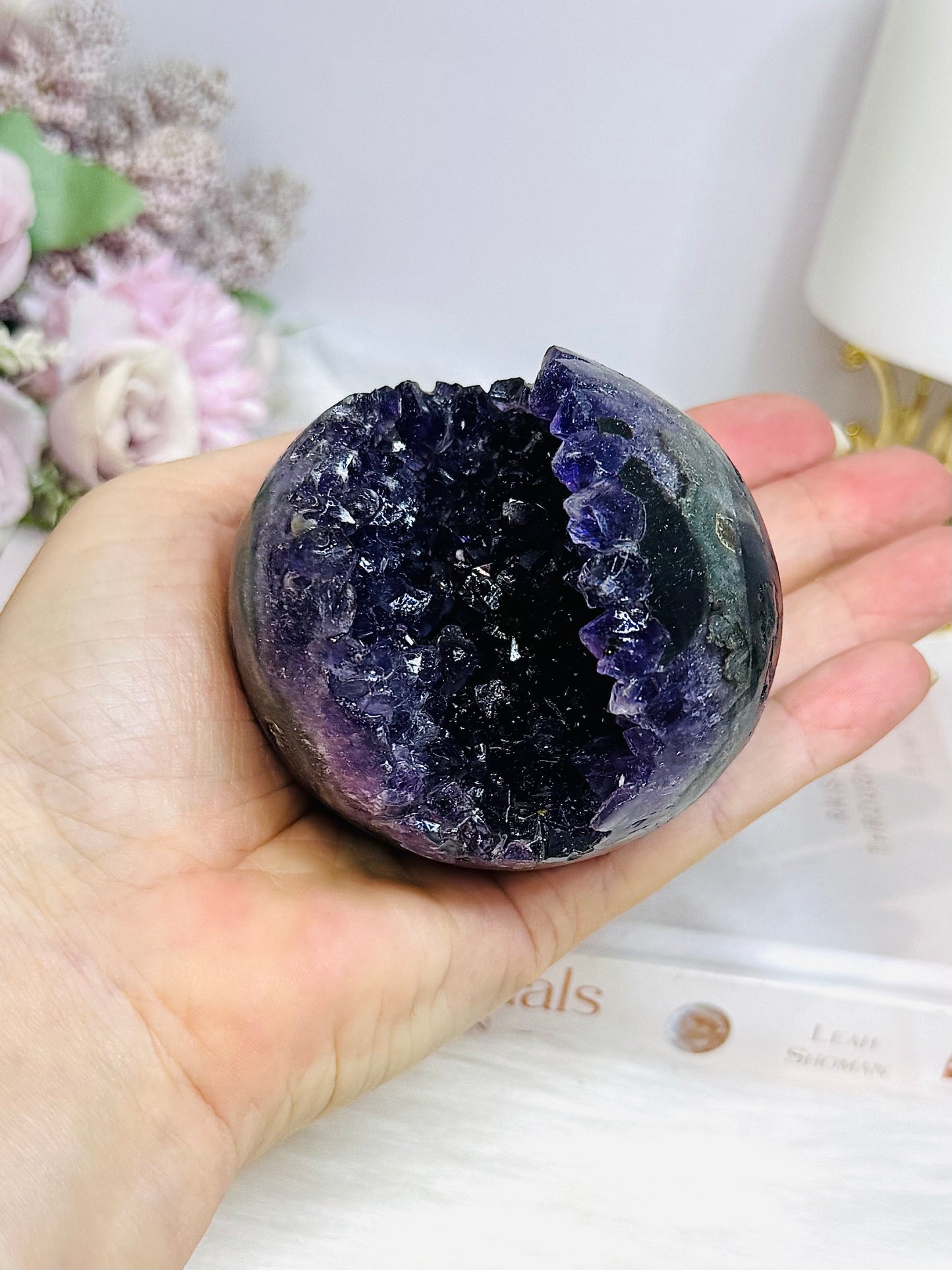 Large Druzy Amethyst Sphere on Stand 386g