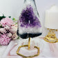 Incredible Large 20cm 1.1KG Natural Amethyst Agate Cluster Freeform on Gold Stand