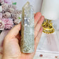 High Grade Large Green Flower Agate Tower 12.5cm