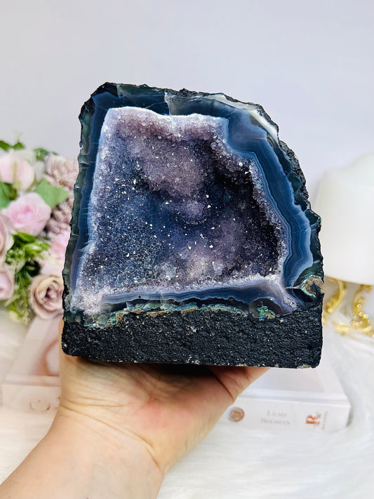 Large Amethyst Agate Druzy Cave 14cm 1.01KG