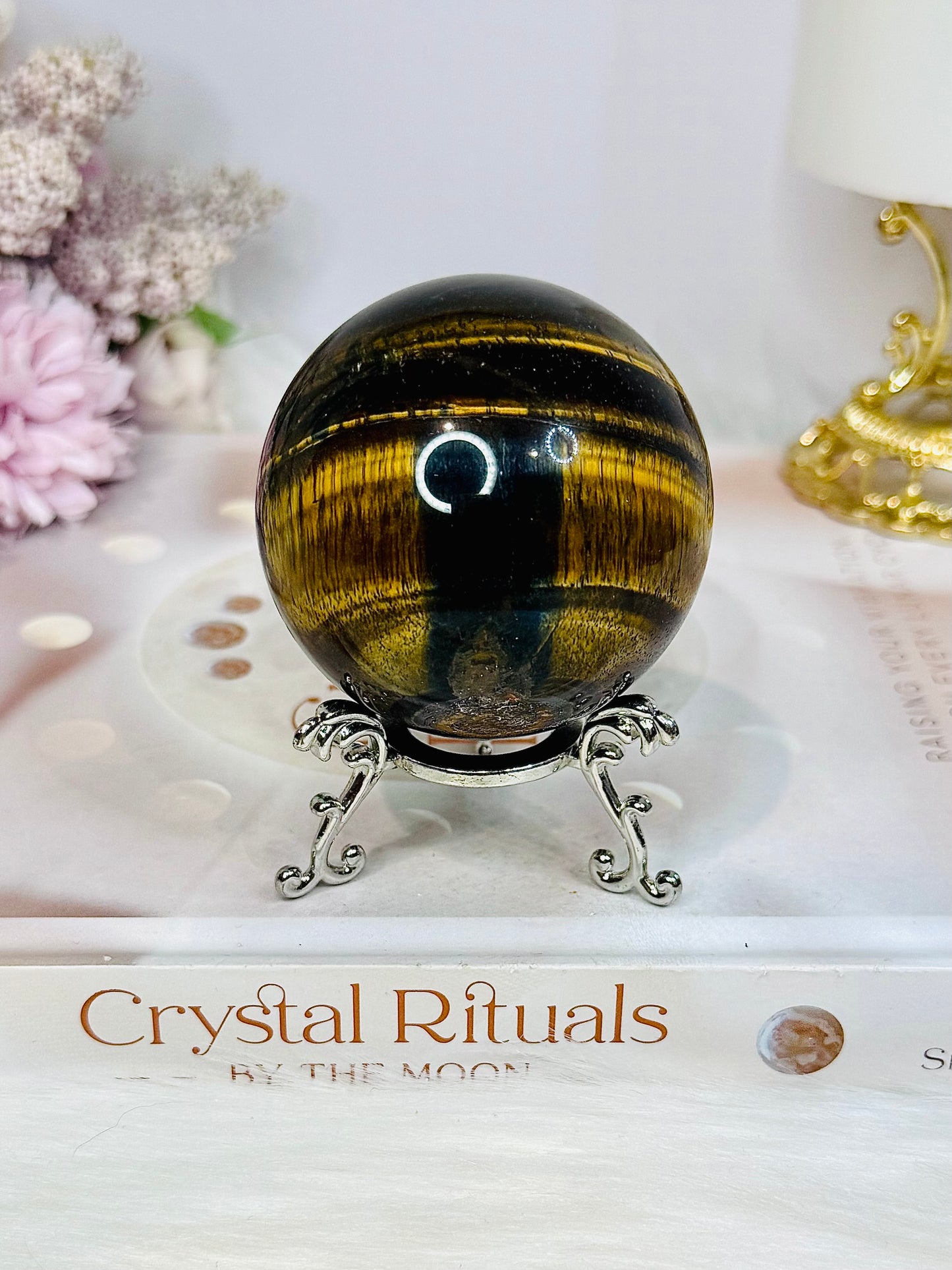 Tigers Eye Sphere with Blue Flash 279g