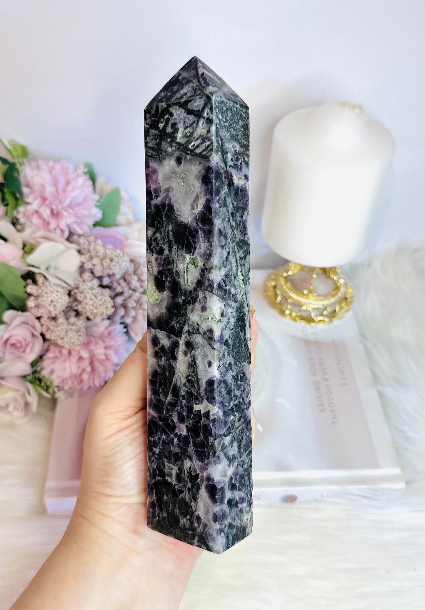 Large Sphalerite X Fluorite Tower 20cm