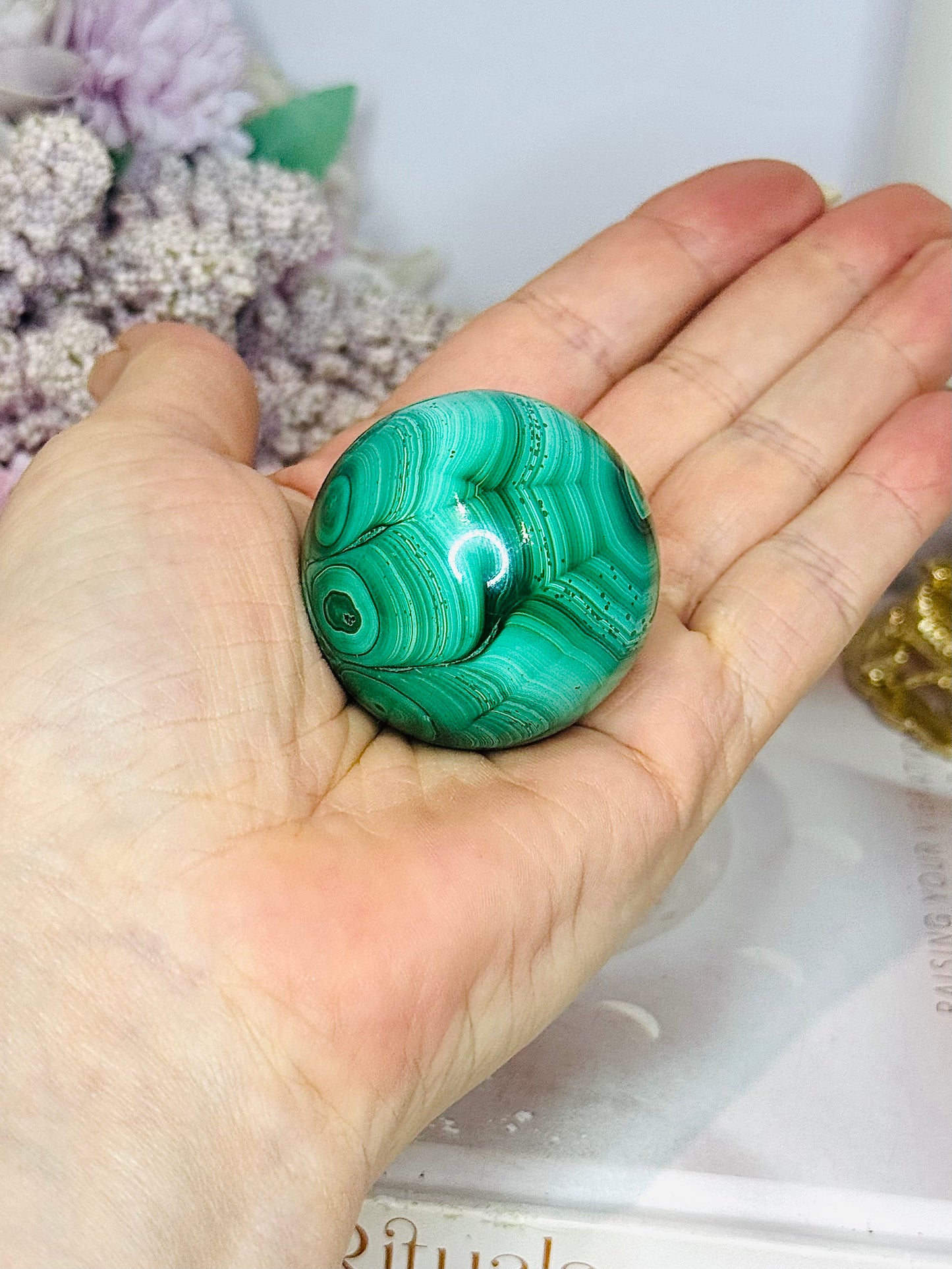 Natural Malachite From Congo Sphere on Stand 140g