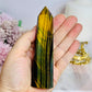 Rare Blue & Yellow Flash Tigers Eye Tower (Discounted as this tower does not stand) 12cm