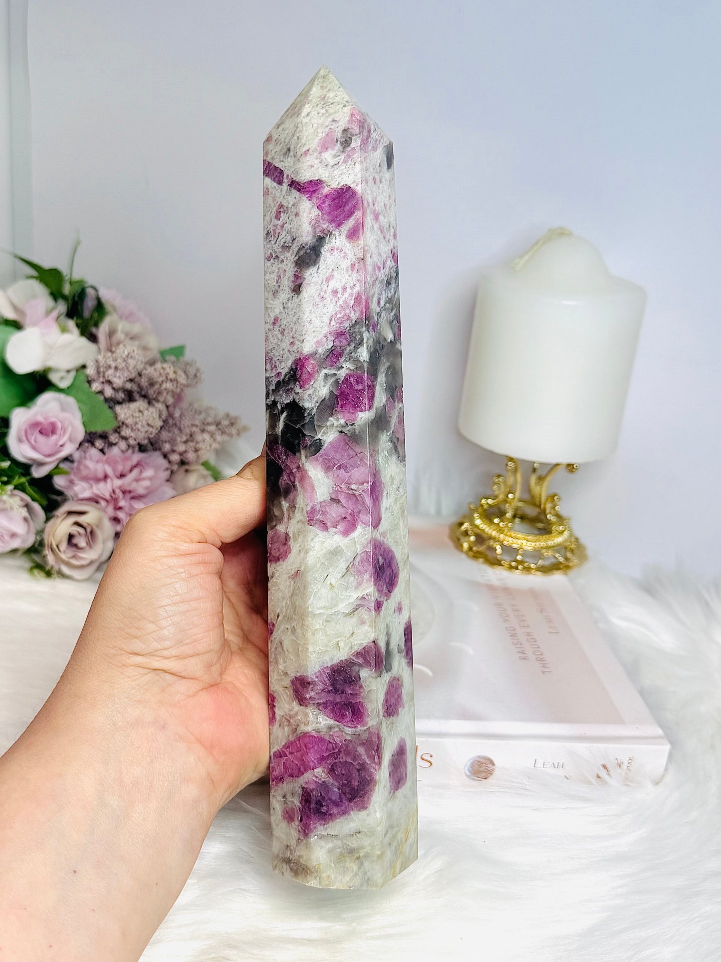 Large Pink Tourmaline Tower 25cm