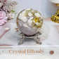 Flower Agate X Amethyst Sphere on Stand 280g