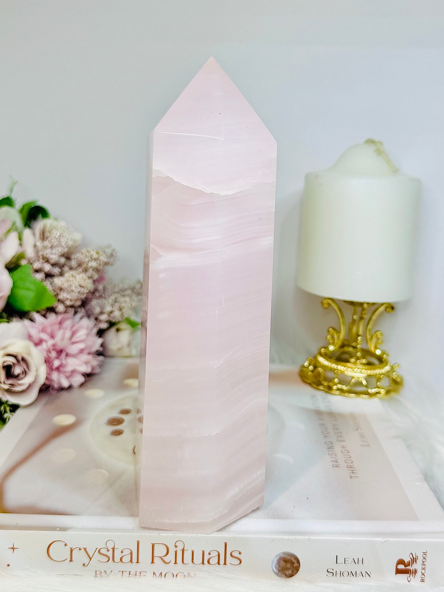 High Grade Large Pink Mangano Calcite (UV Reactive) Tower | Generator 19cm 1.2KG