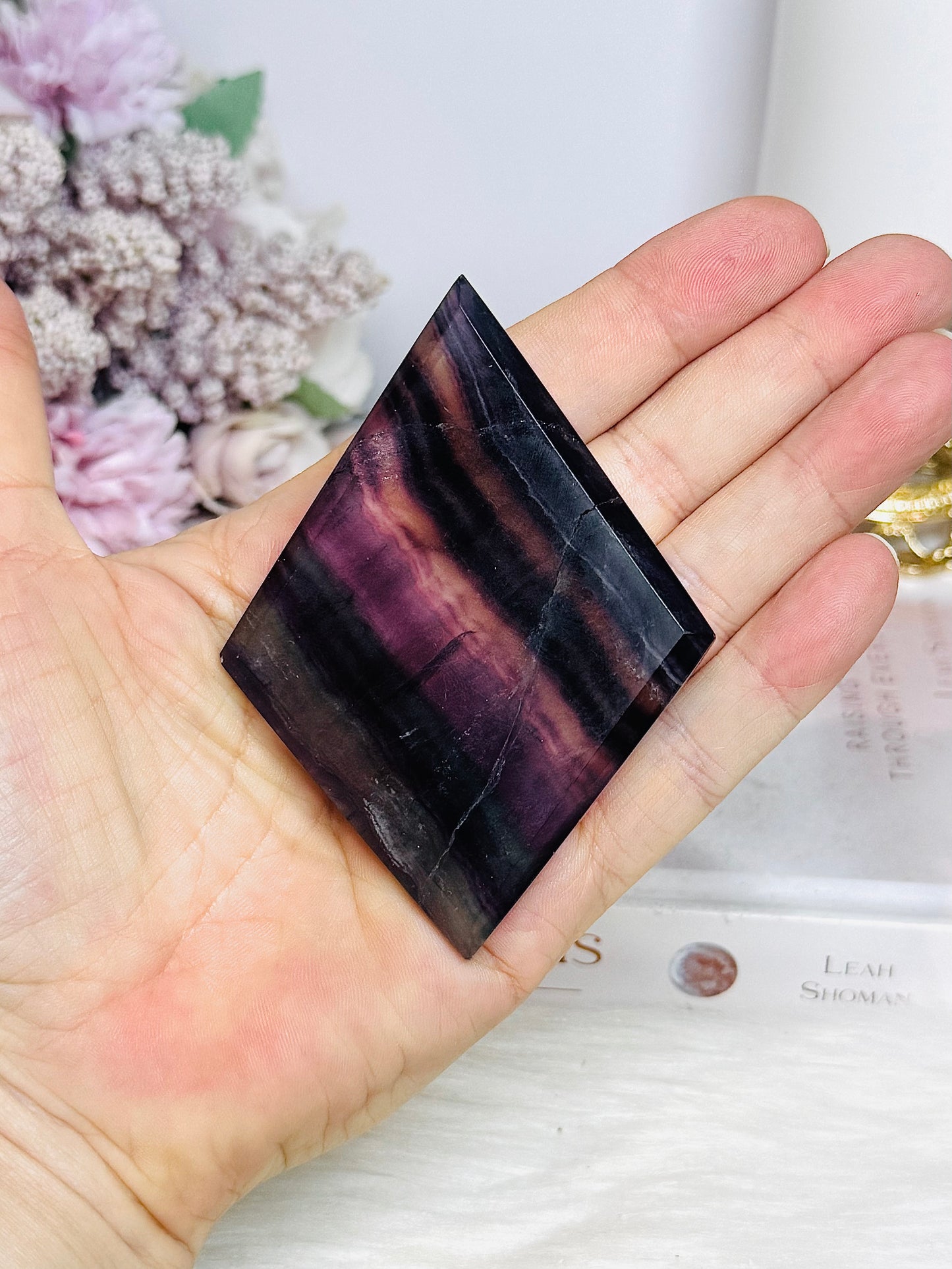 Rainbow Fluorite Diamond on Stand 9cm
