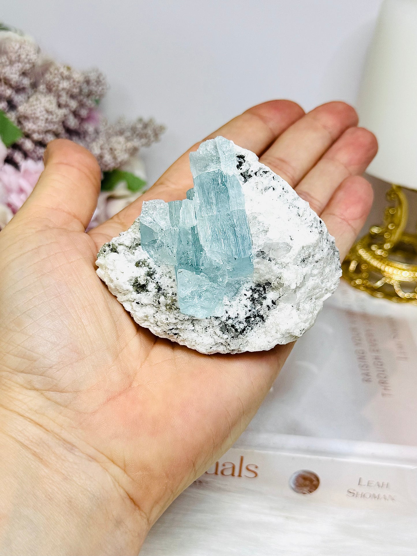 Natural Aquamarine On Matrix Specimen 145g