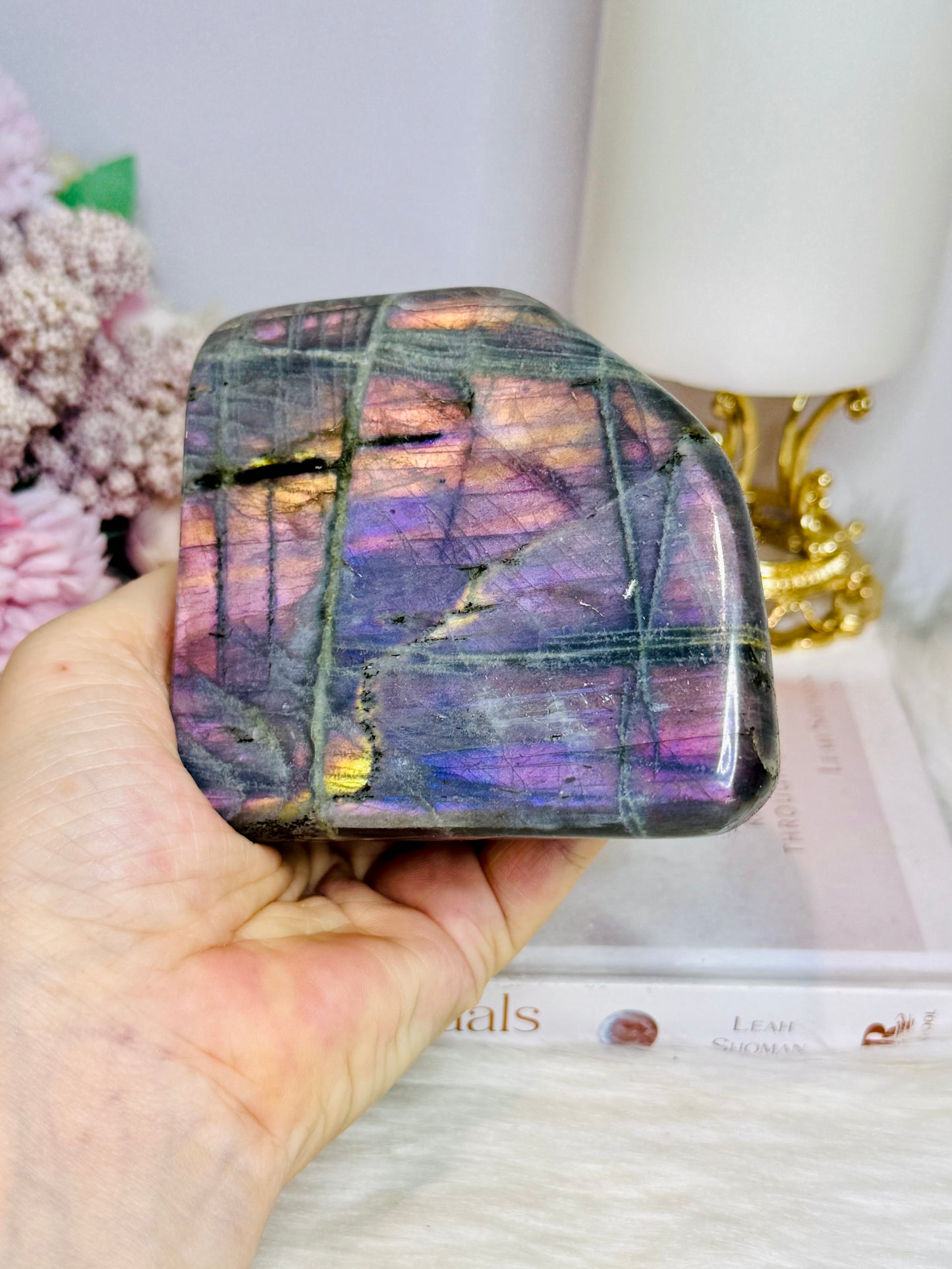 Labradorite Freeform with Pink & Purple Flash 9cm 475g