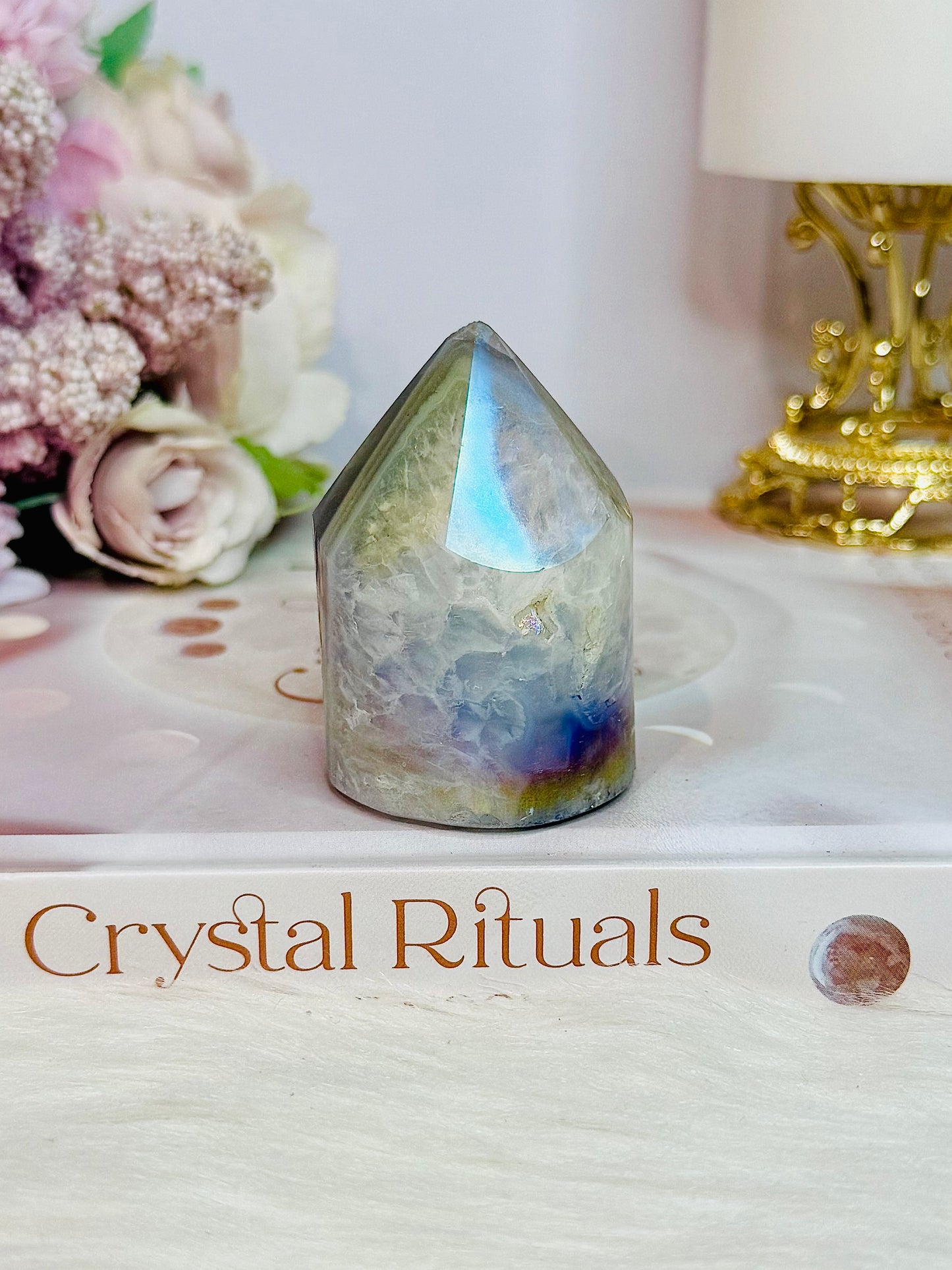 Gorgeous 6cm Angel Aura Druzy Agate Cylinder | Tower