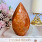 Incredible Large Orange Sunstone Carved Flame | Freeform 12cm 485grams