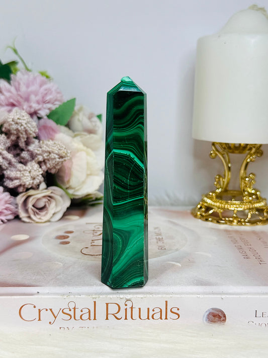 AAA High Grade Natural Malachite Tower From Congo 10.5cm