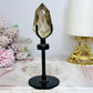 High Grade Smokey Quartz Carved Diamond on Stand