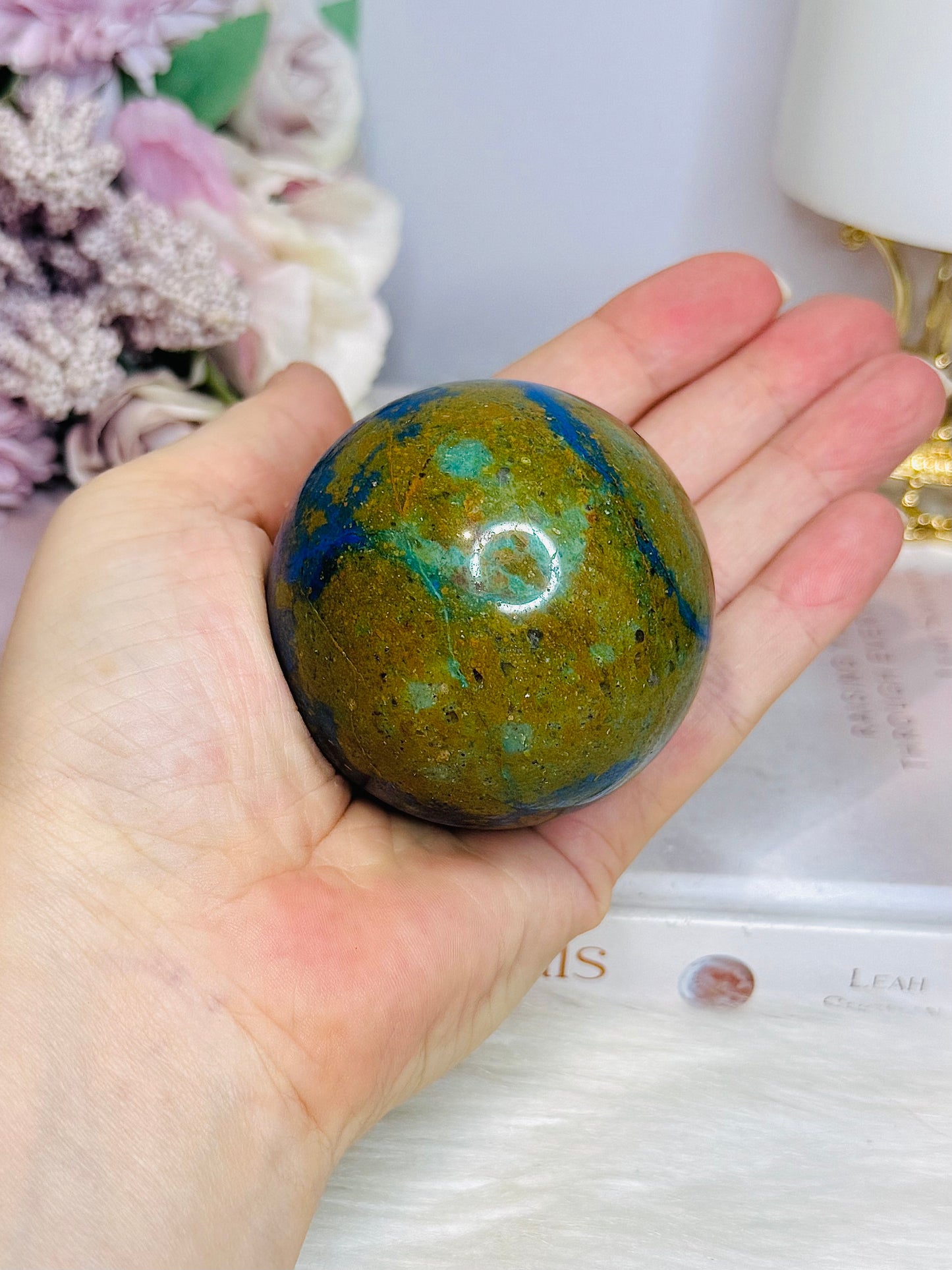 Azurite Sphere on Stand 278g