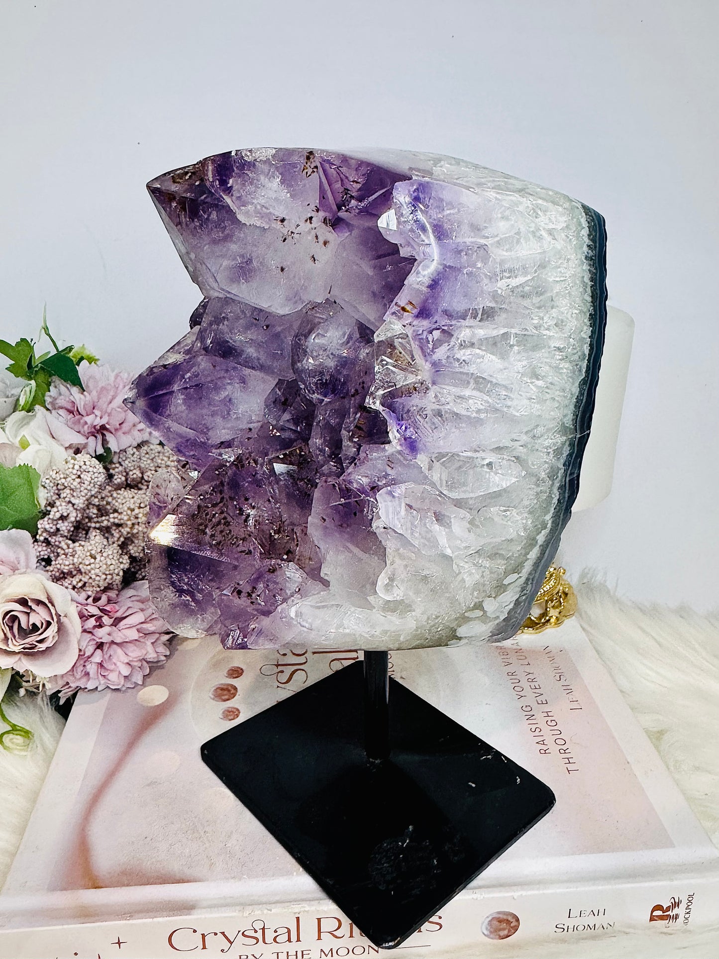 Large High Grade Amethyst with Goethite Inclusions Cluster Freeform On Stand 20cm 2.26KG