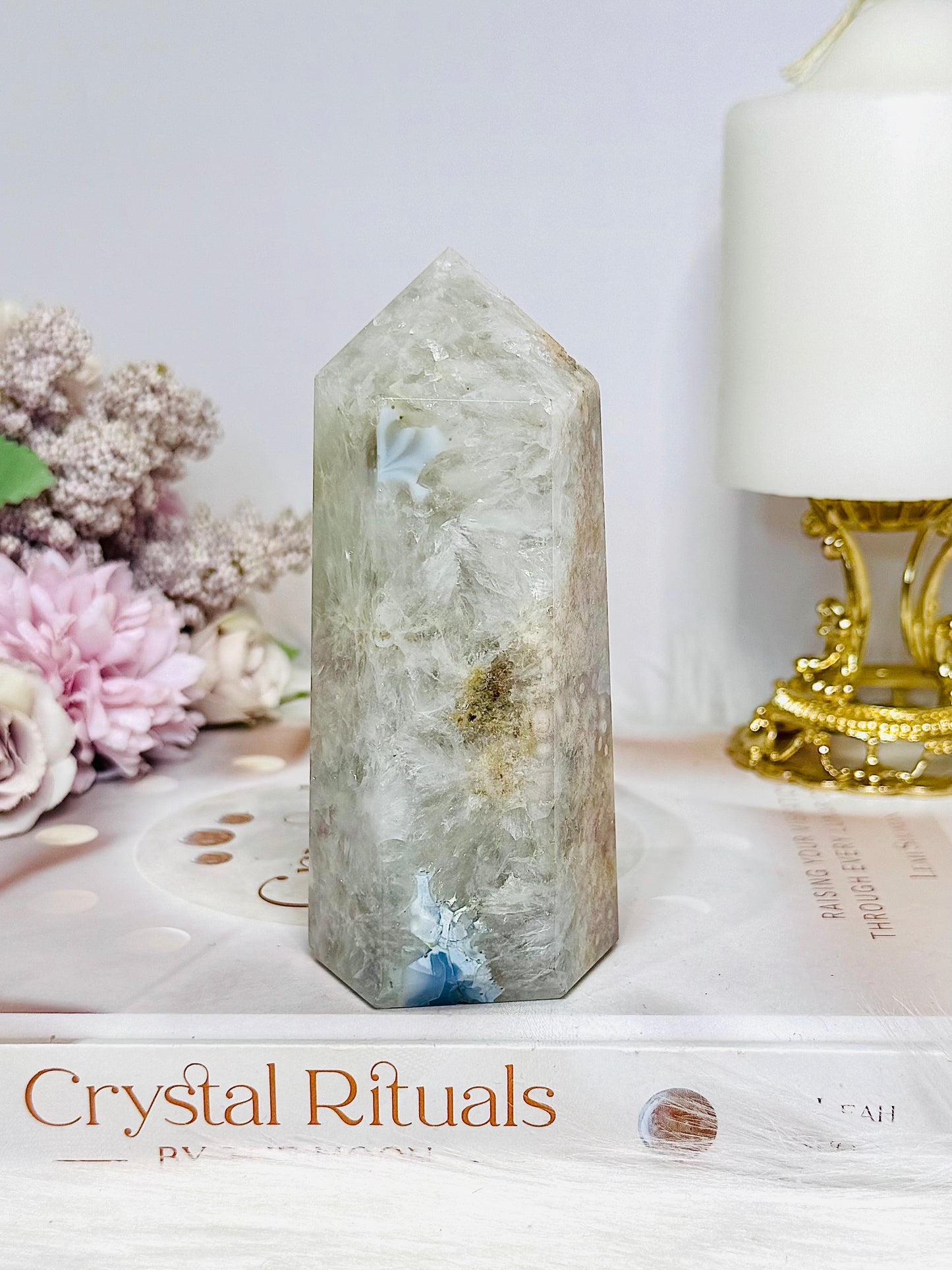 Chunky Flower Agate Tower 11cm