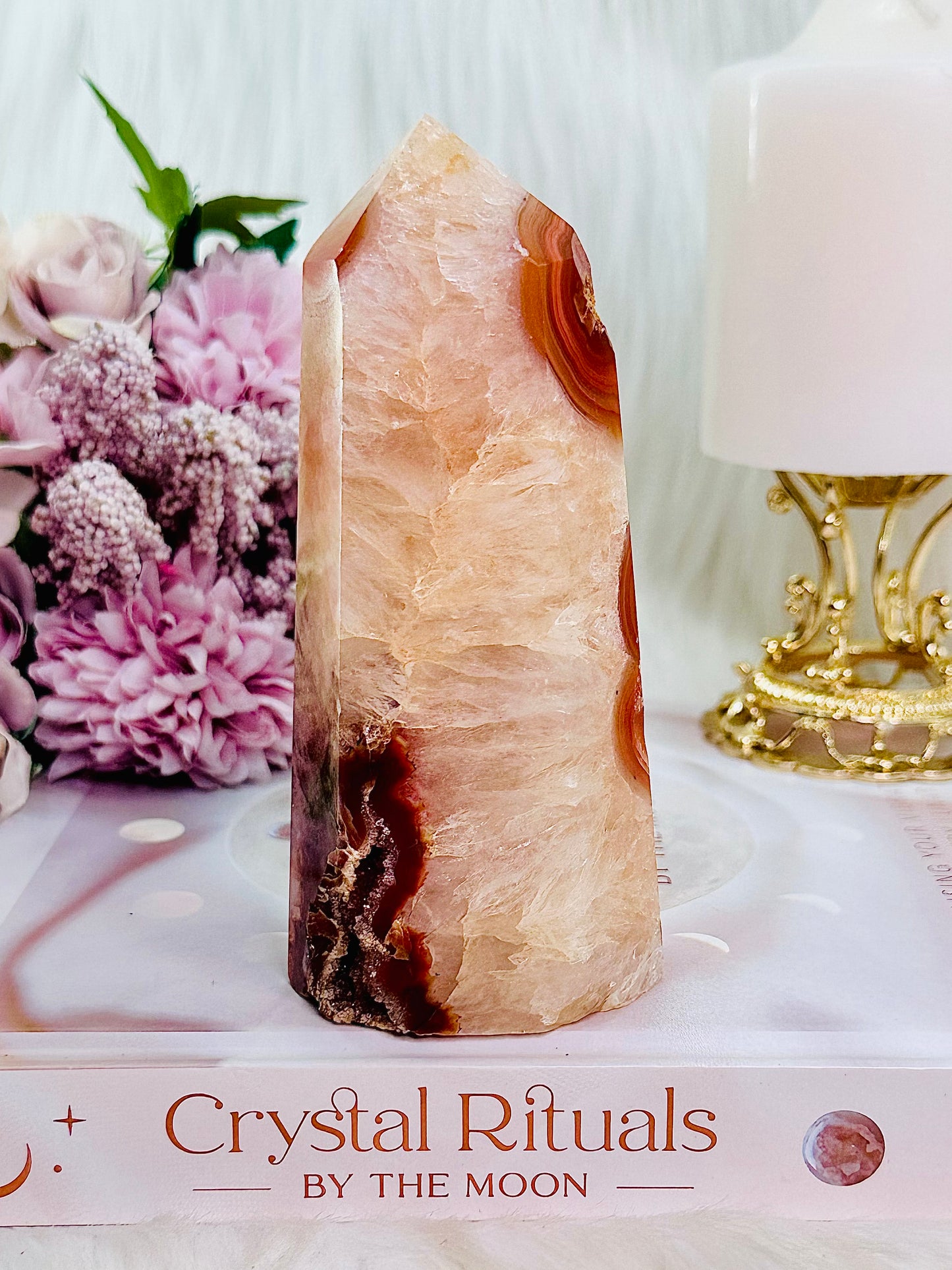 Absolutely Gorgeous Chunky Druzy Carnelian Tower 438grams