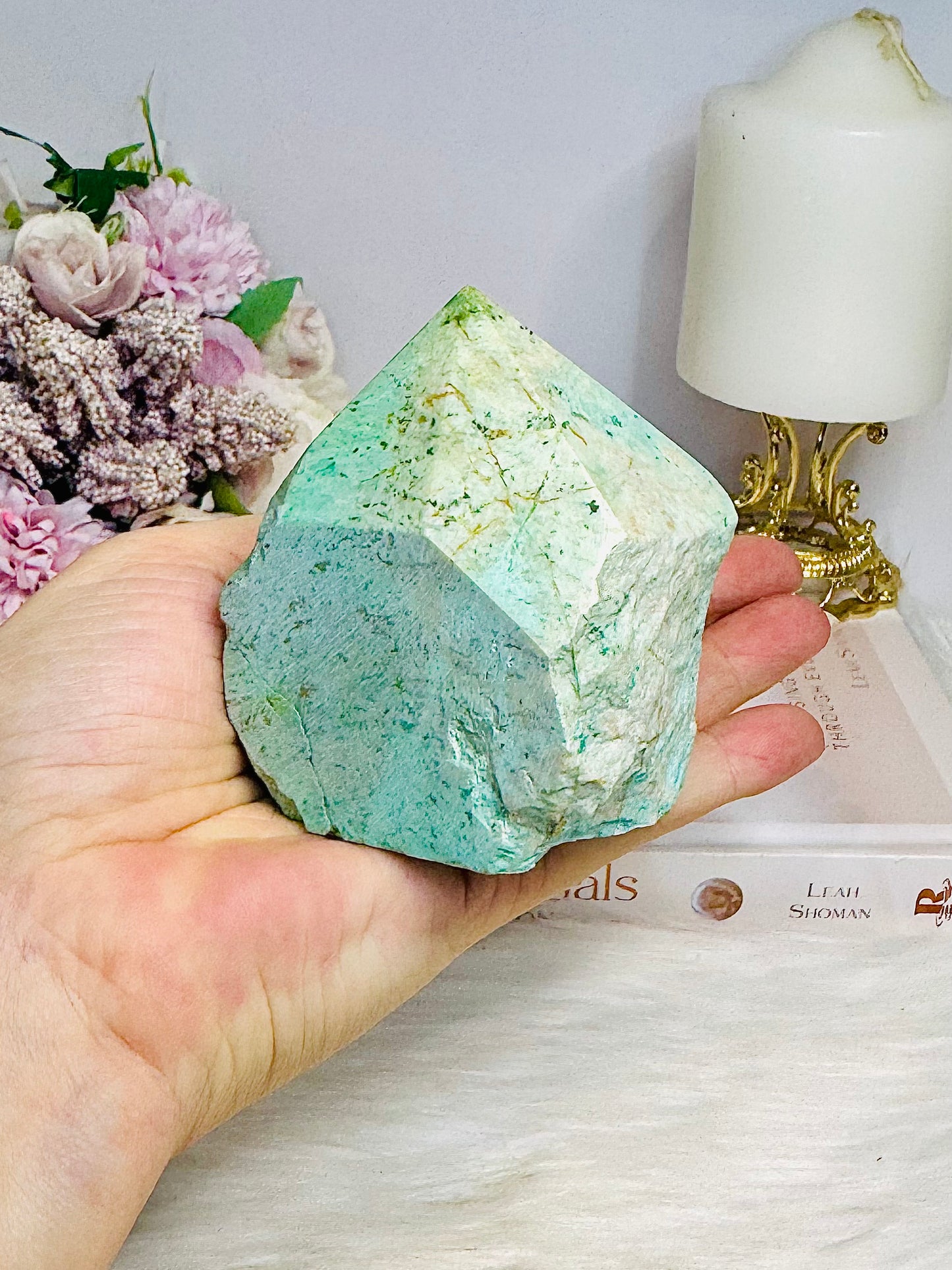 A Rare Stone ~ Chunky Natural Inca Turquoise Carved Freeform | Tower 8cm 334g