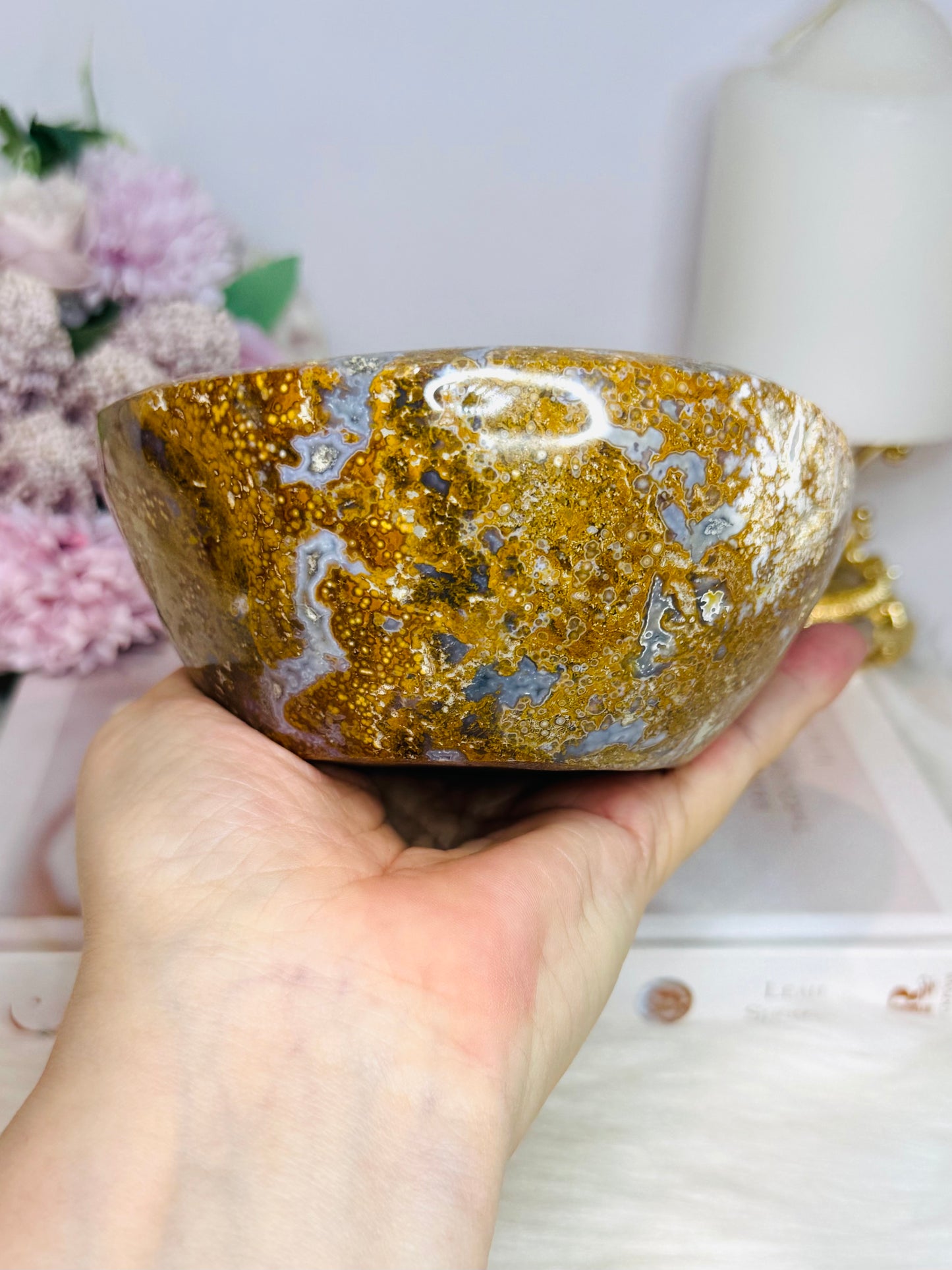 Large Orbicular Ocean Jasper Chunky Bowl 11.5cm 986g