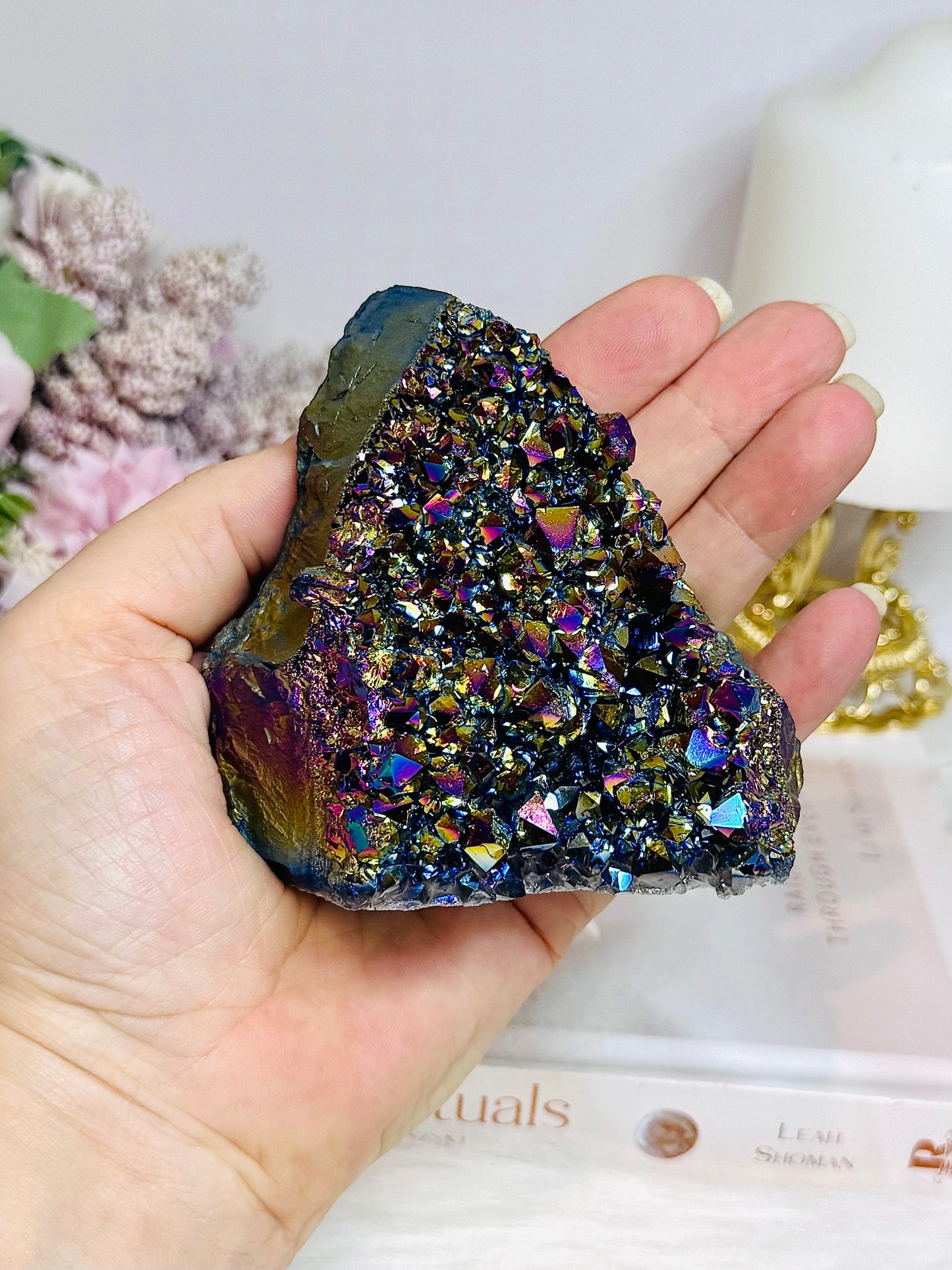 Aura Titanium Quartz Cluster 328g 9cm