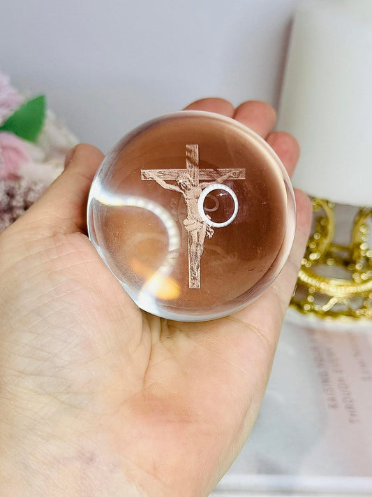 Jesus On The Cross Glass Sphere