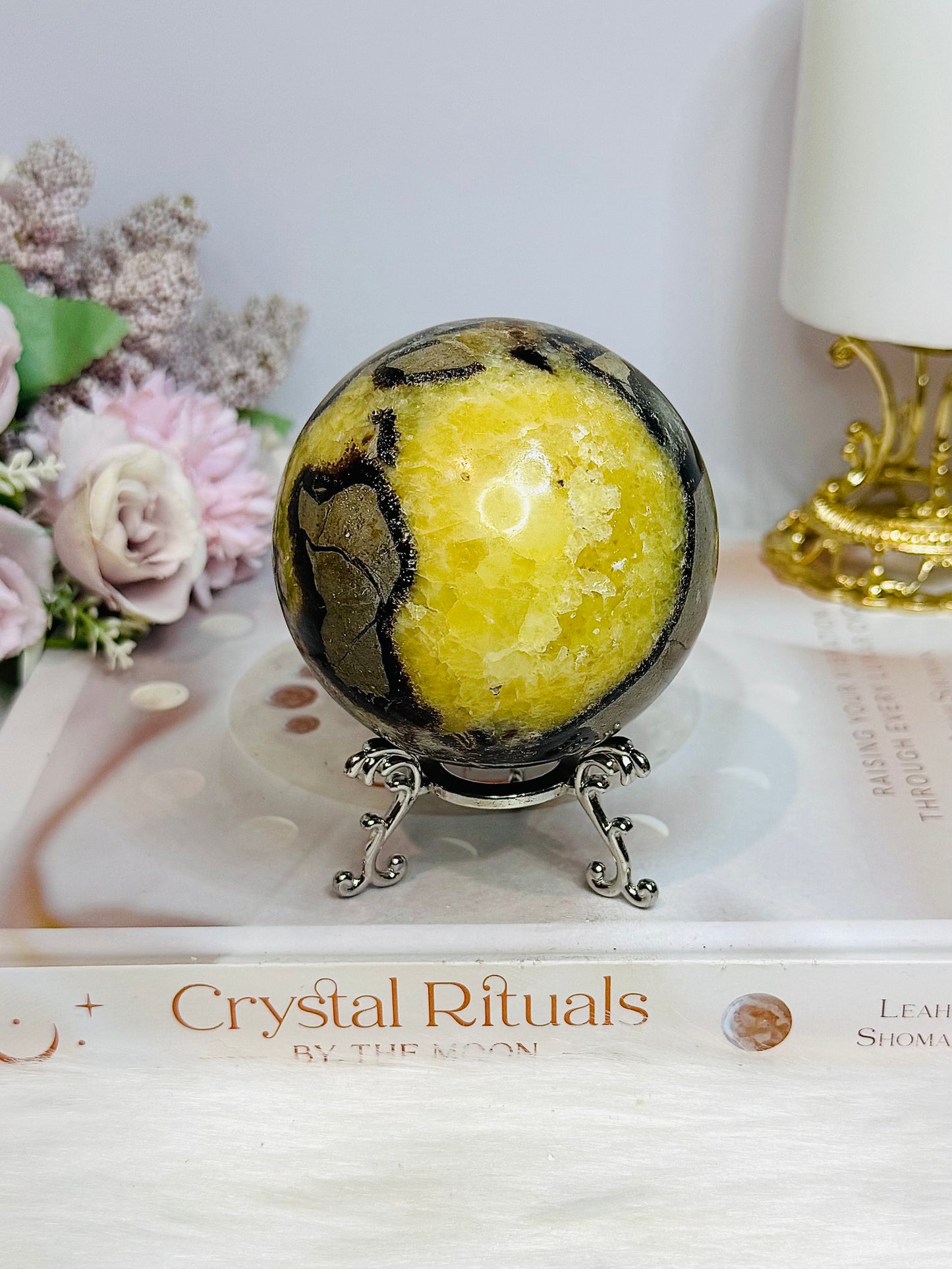 Large Septarian Sphere on Stand 506g