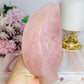 Large Chunky Rose Quartz Carved Leaf Bowl 15cm 410g