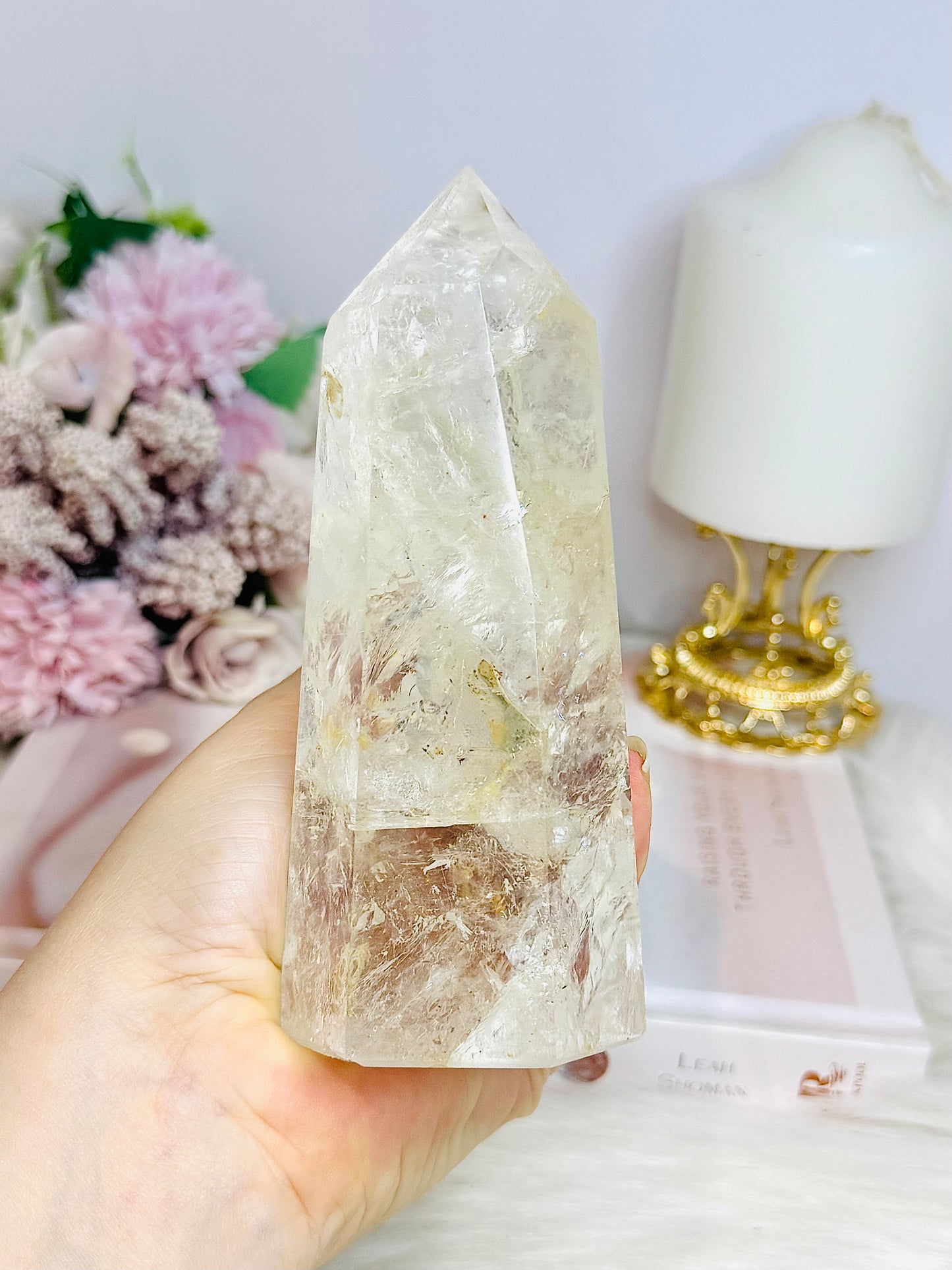 High Grade Clear Quartz Tower with Rainbows 13.5cm 434g