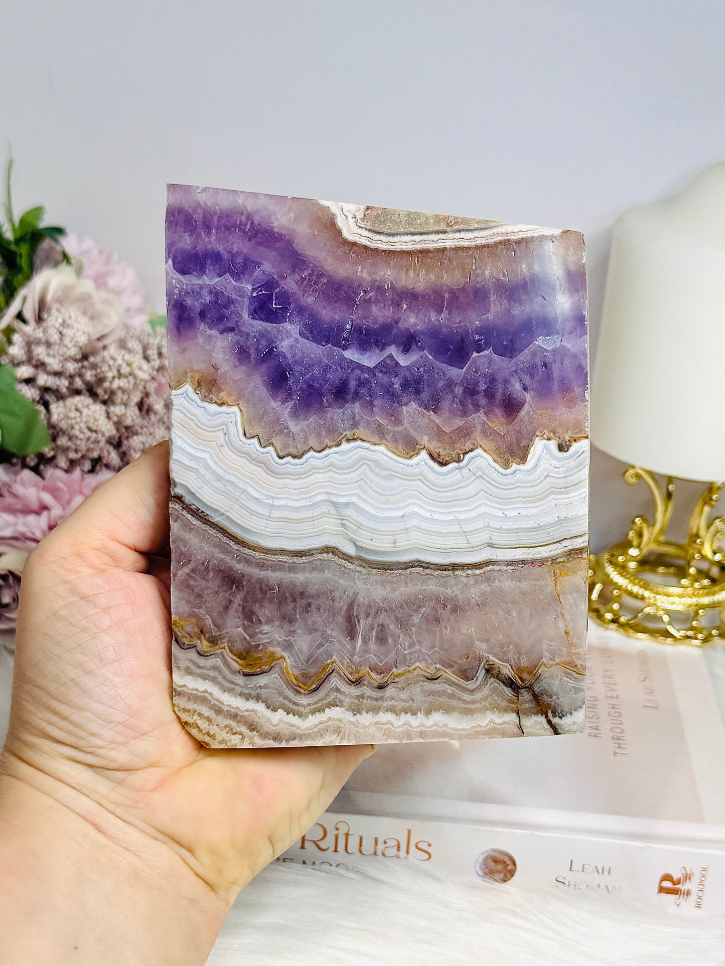 Natural Crazy Lace Amethyst Slab 13cm