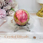 Thulite Sphere with Epidote 208g On Stand