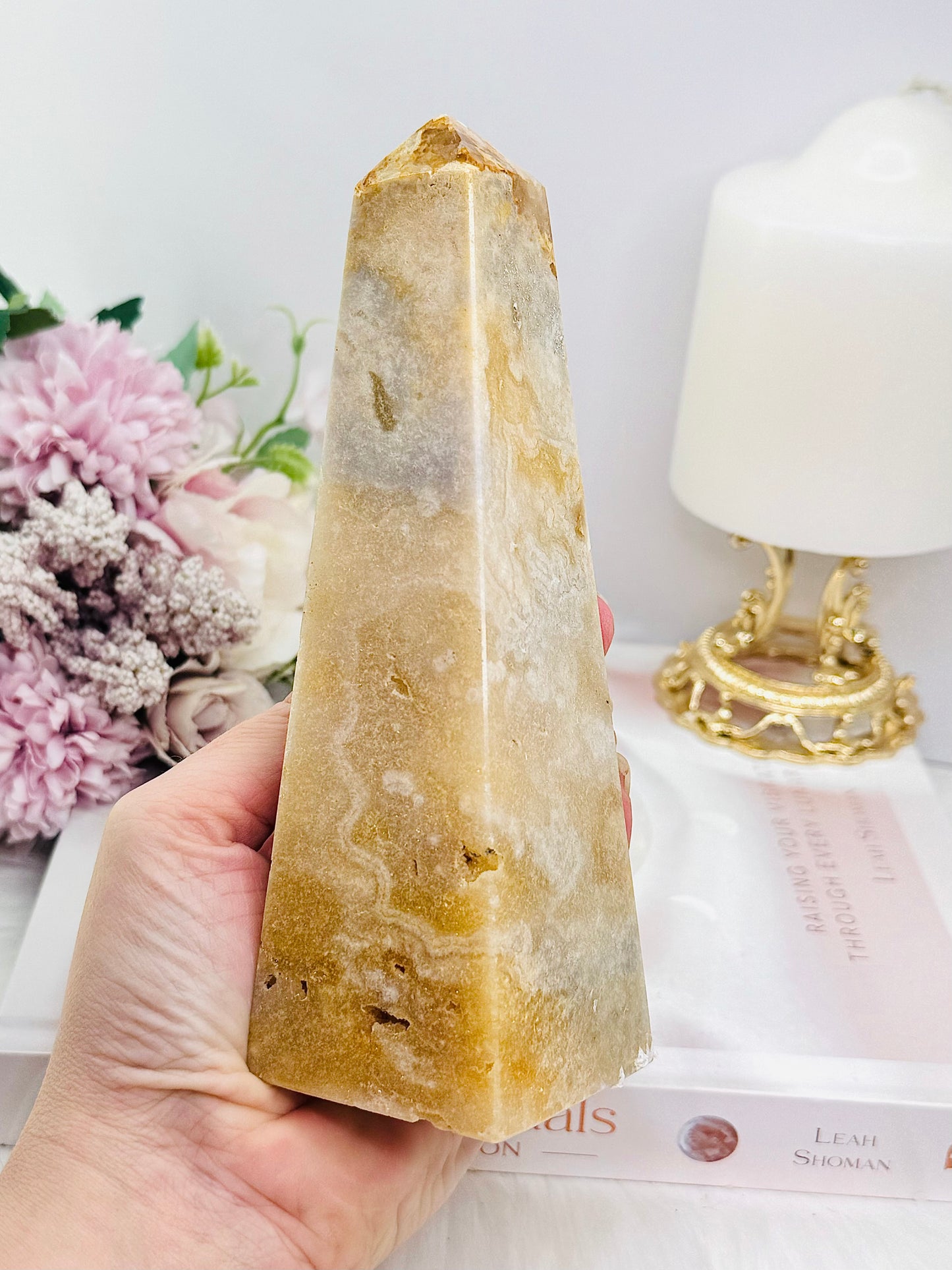 Pink Amethyst Druzy Obelisk | Tower 16cm