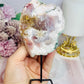 Pink Amethyst Natural Druzy Slab On Stand 14cm