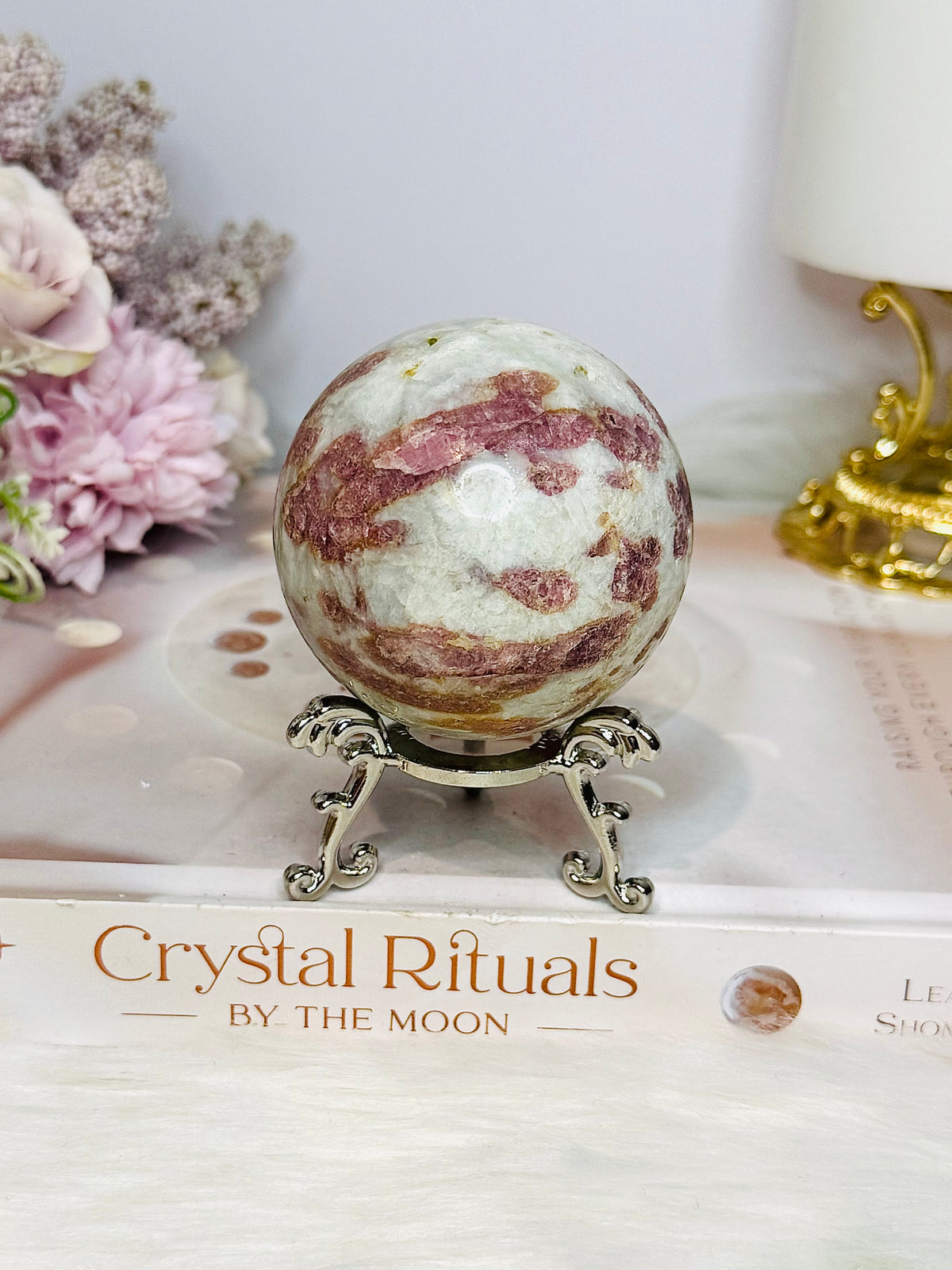Pink Tourmaline Sphere On Stand 266g