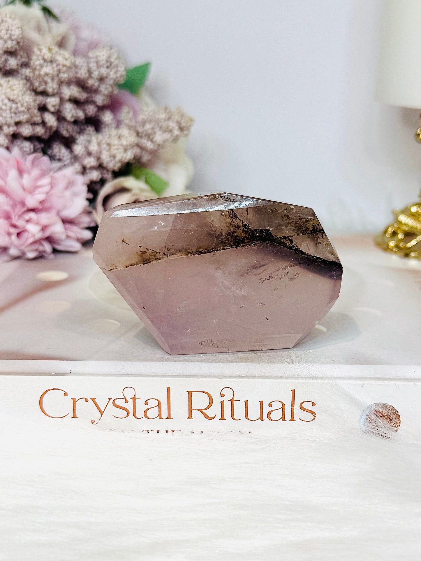 Natural Rose Quartz Freeform with Fern Tree Dentrictic Inclusions 7.5cm