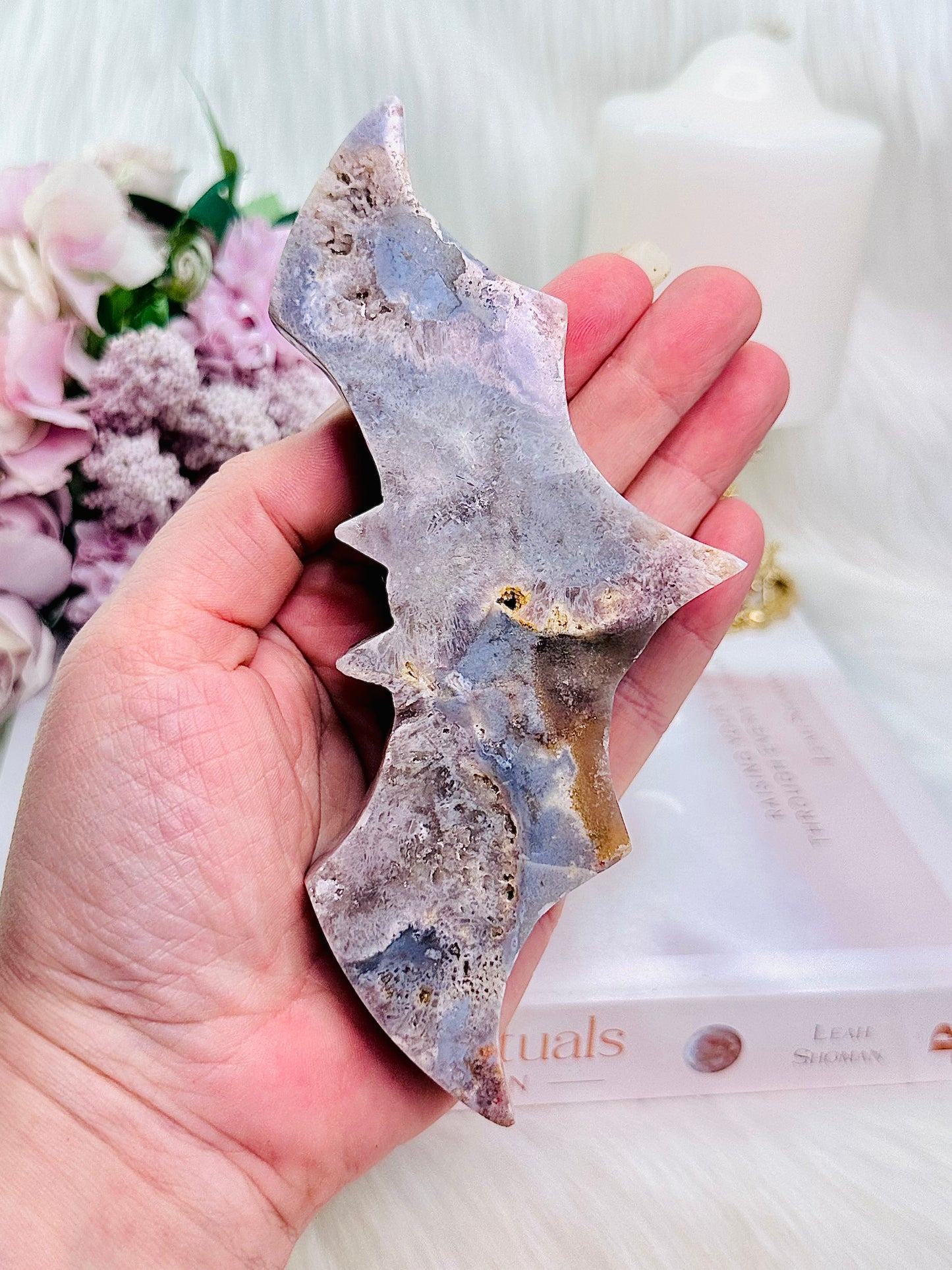 ⚜️ SALE ⚜️ Gorgeous Large 16cm Perfectly Carved Chunky Pink Amethyst Druzy Bat