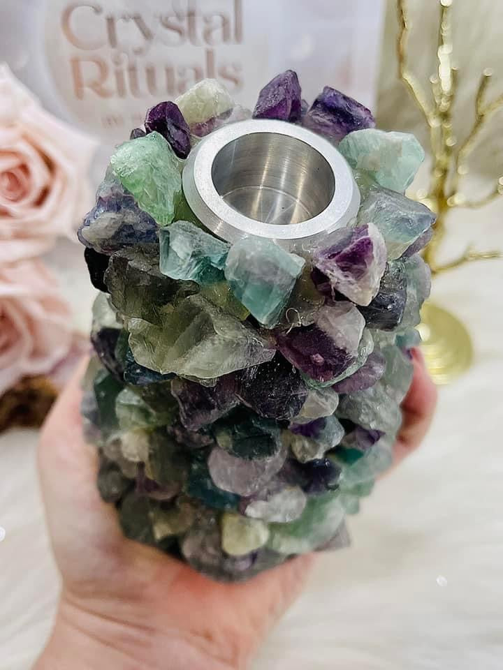Stunning Large 19cm Just under a KG Raw Fluorite Candle Holder
