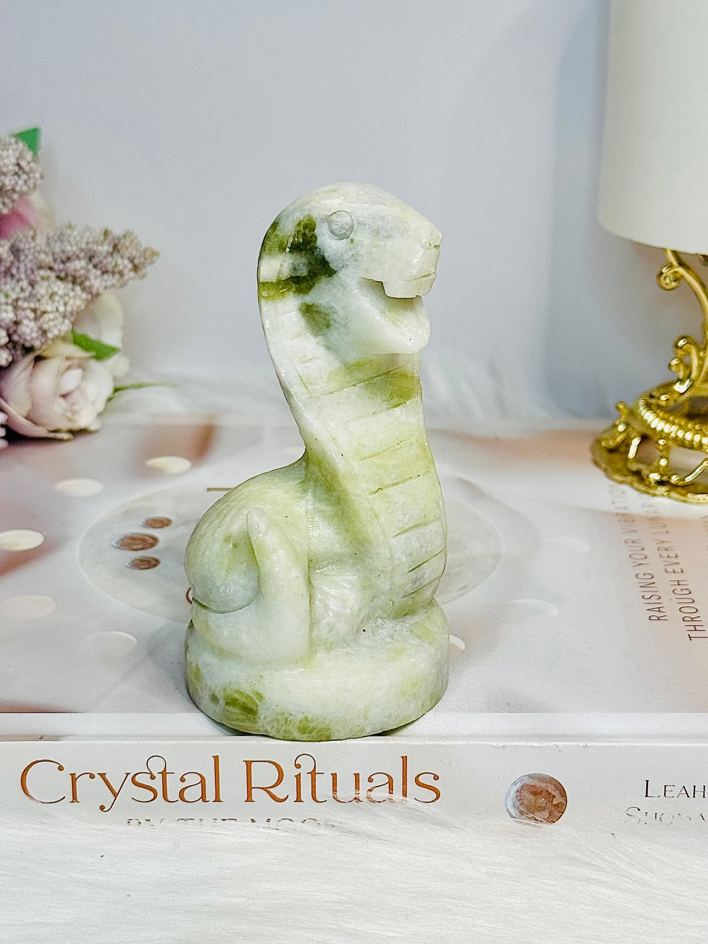 Green Jade King Cobra Snake Carving 9.5cm 243g