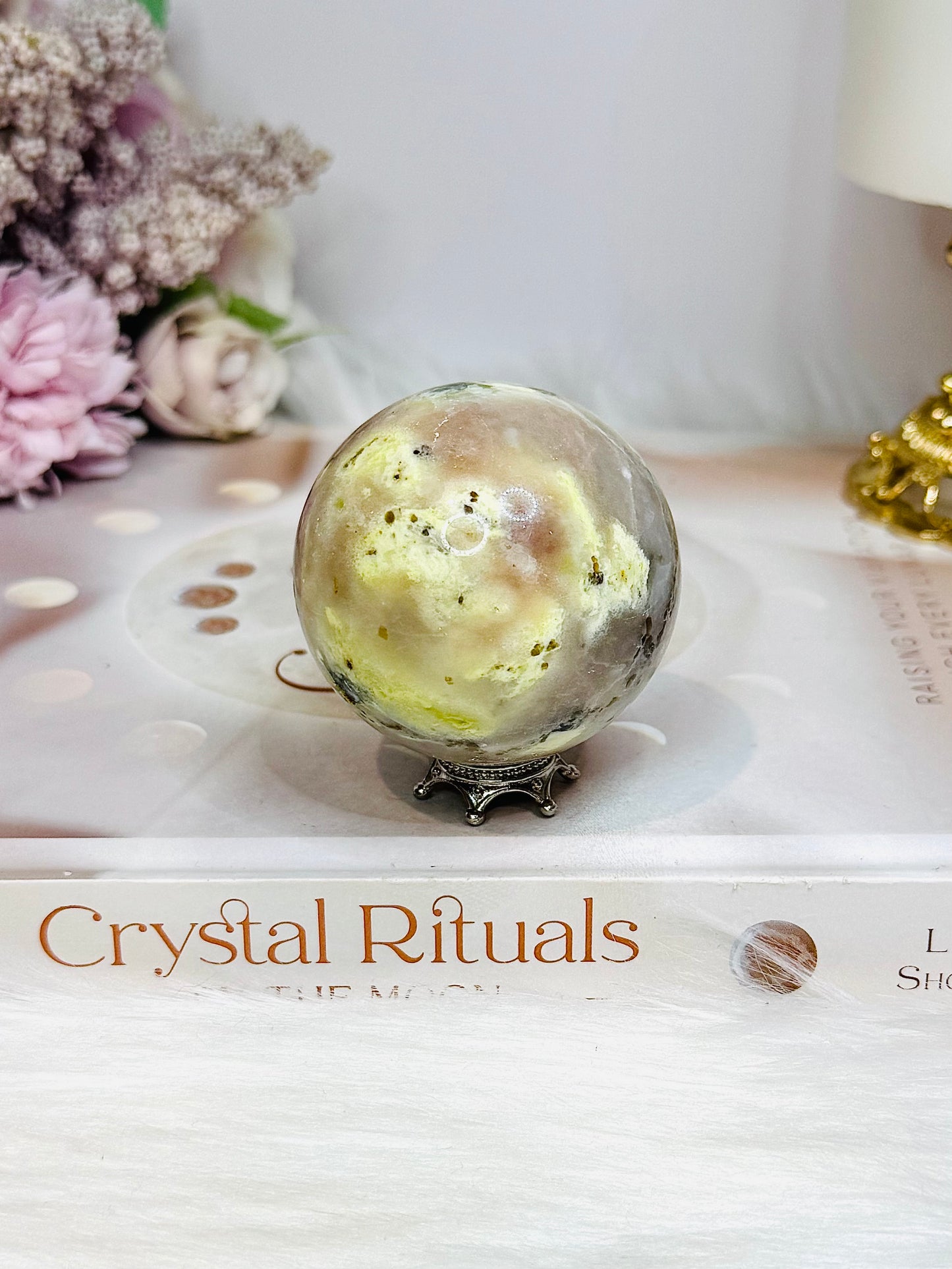 Peach Blossom Tourmaline Sphere On Stand 190g