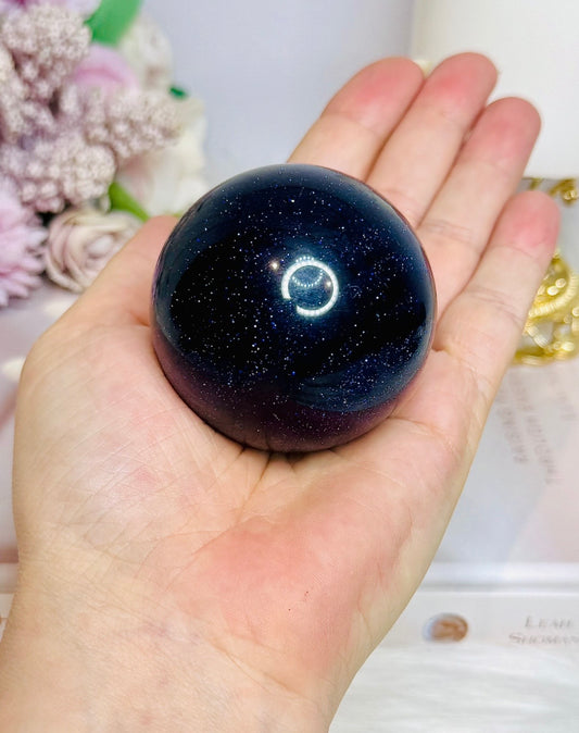 Blue Goldstone Sphere On Stand 223g (synthetic)