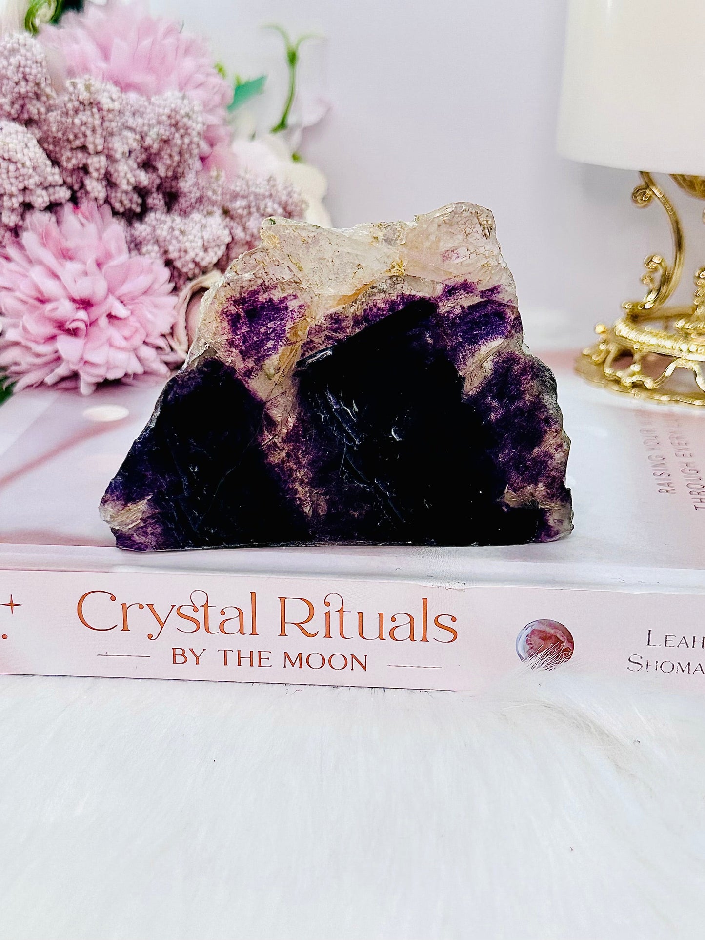 High Grade Free Standing Purple Fluorite Slab 10cm