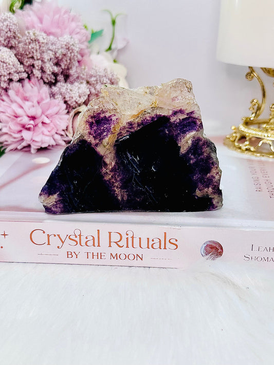 High Grade Free Standing Purple Fluorite Slab 10cm