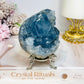 Large Blue Celestite Cluster on Stand 668g