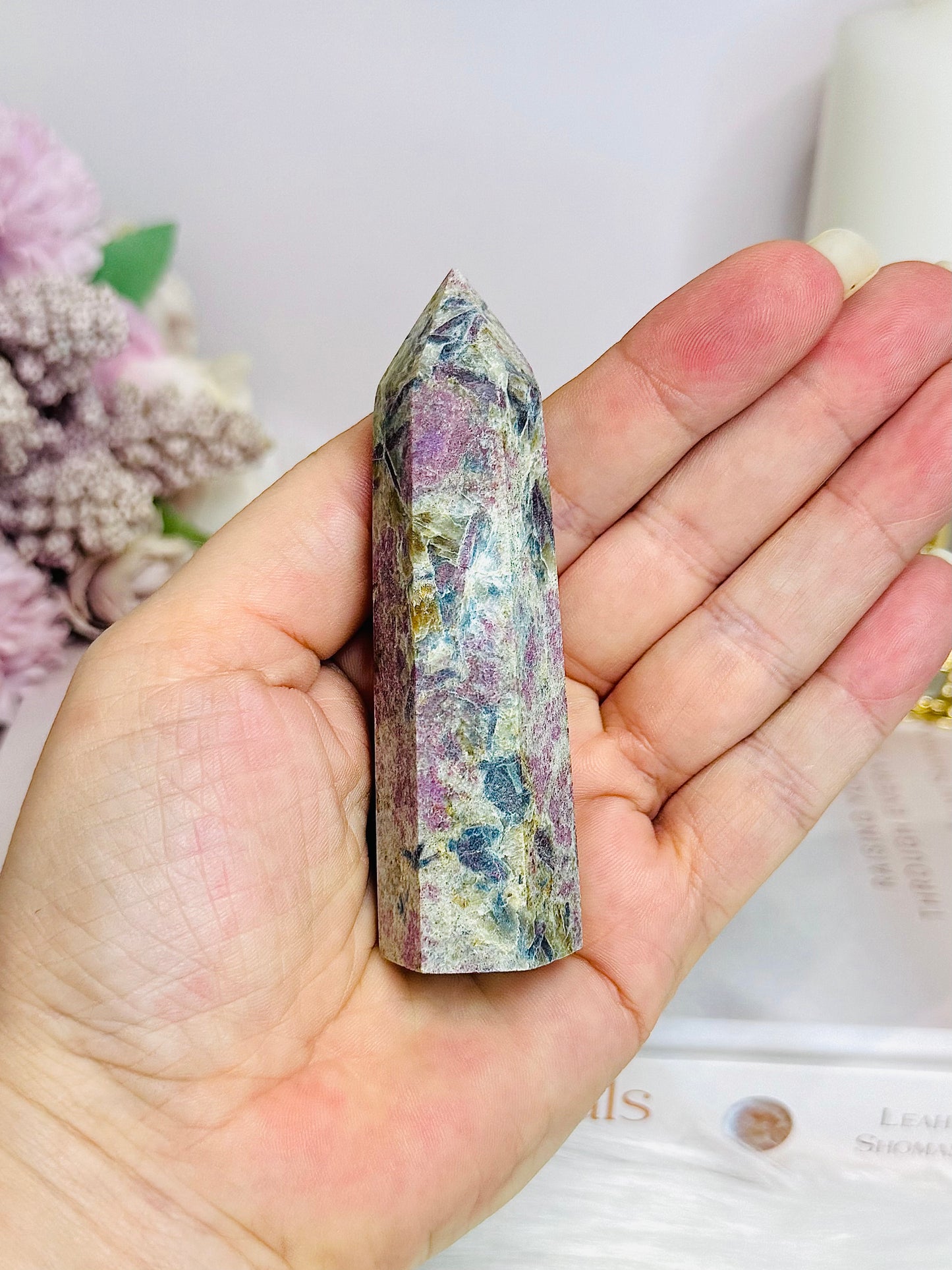 Rare Ruby In Blue Apatite Tower (UV Reactive) 9cm