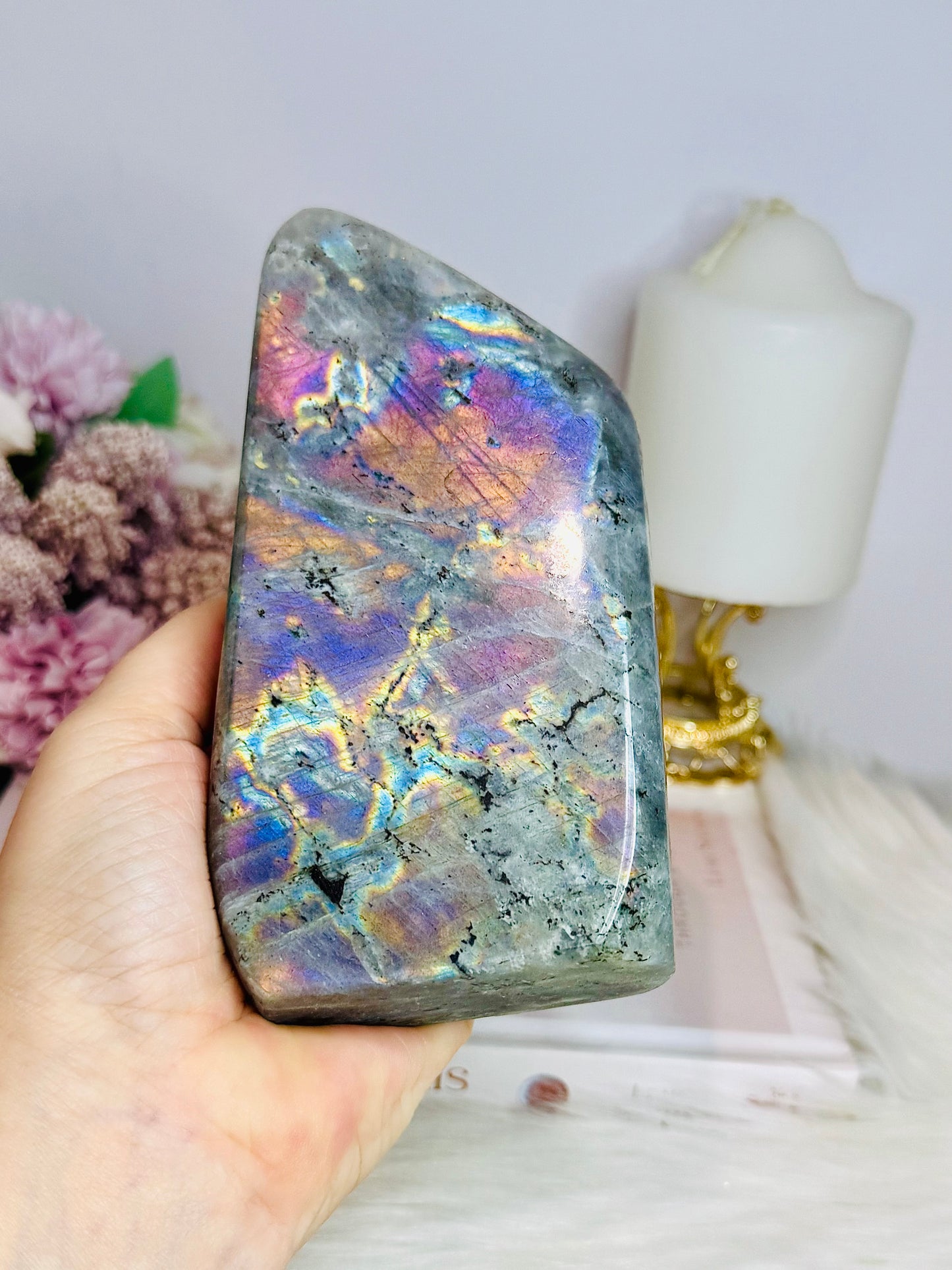 Double Sided Magic ~ Large Natural Polished Labradorite Freeform Full of Flash Both Sides 15cm 756grams